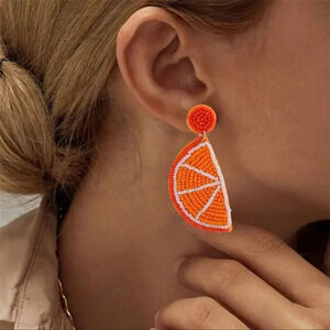 Sicily Lemon Orange Yellow Beaded Earrings